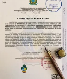 Modelo de Certidão Negativa de Ônus e Ações emitida por Registro de Imóveis